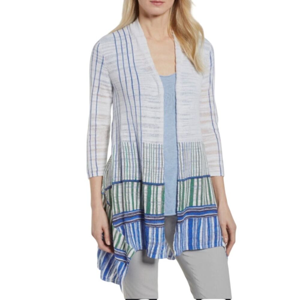 Nic+Zoe Women's Long Sleeve Linen Blend Open Front Cardigan Size Large